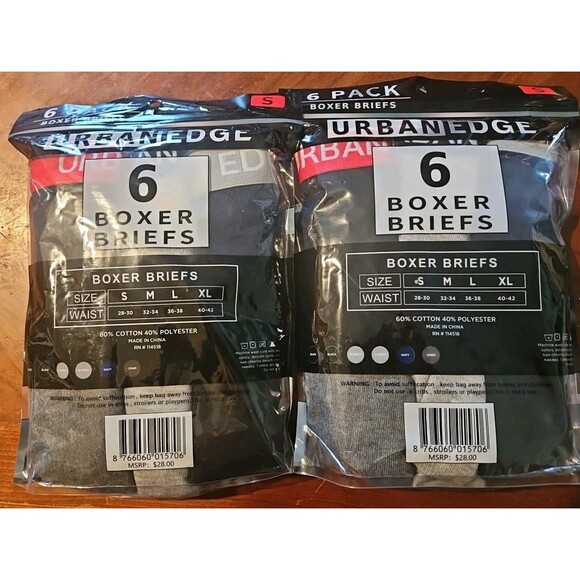 New Urban Edge Men's (2) 6 Packs Boxer Briefs Assorted Colors  Size Small - Picture 2 of 6